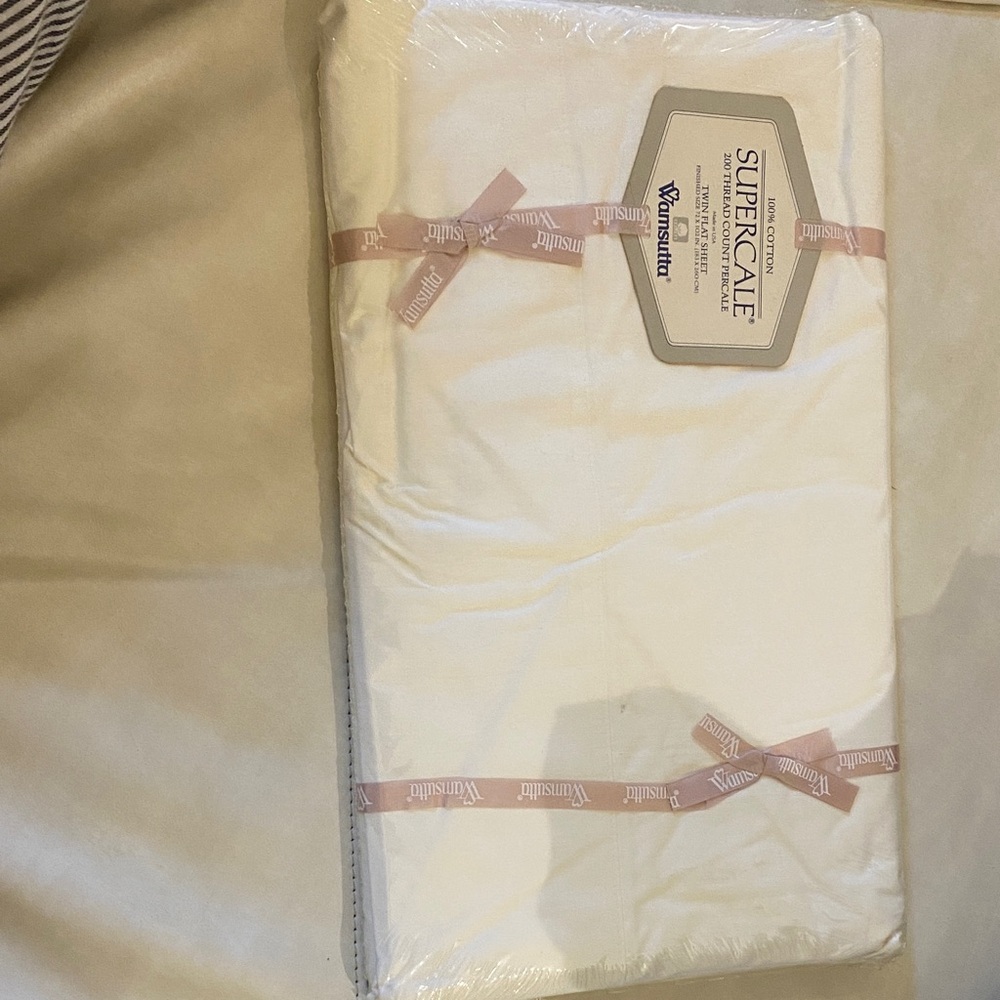 NIP-Vintage Wamsutta  Supercale White Twin flat Sheet